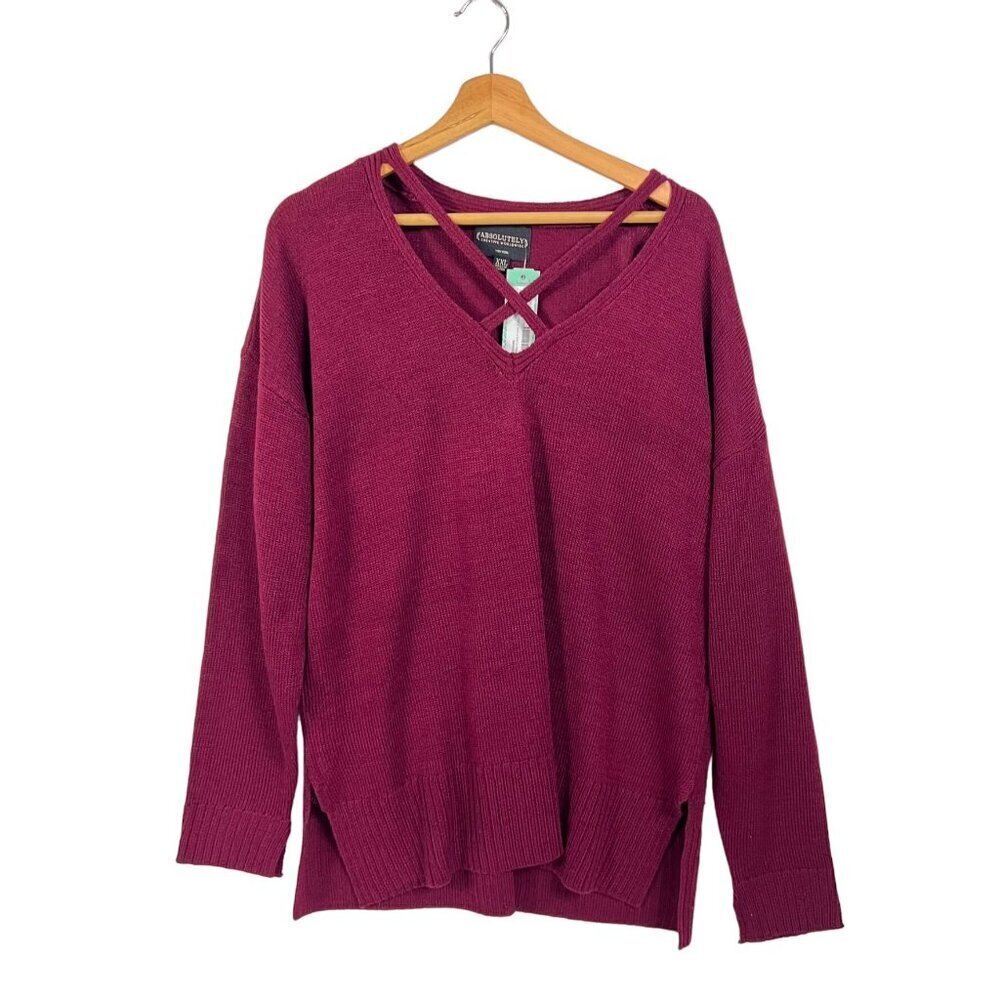 NWT Absolutely Worldwide Creative Burgundy Sweater Strappy Neckline size XXL 2XL